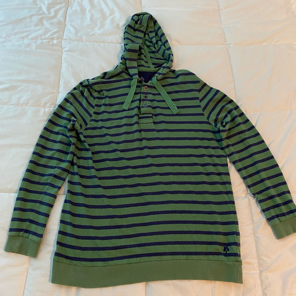 Braintree Hemp Hoodie Blue and Green Striped - Picture 4 of 6